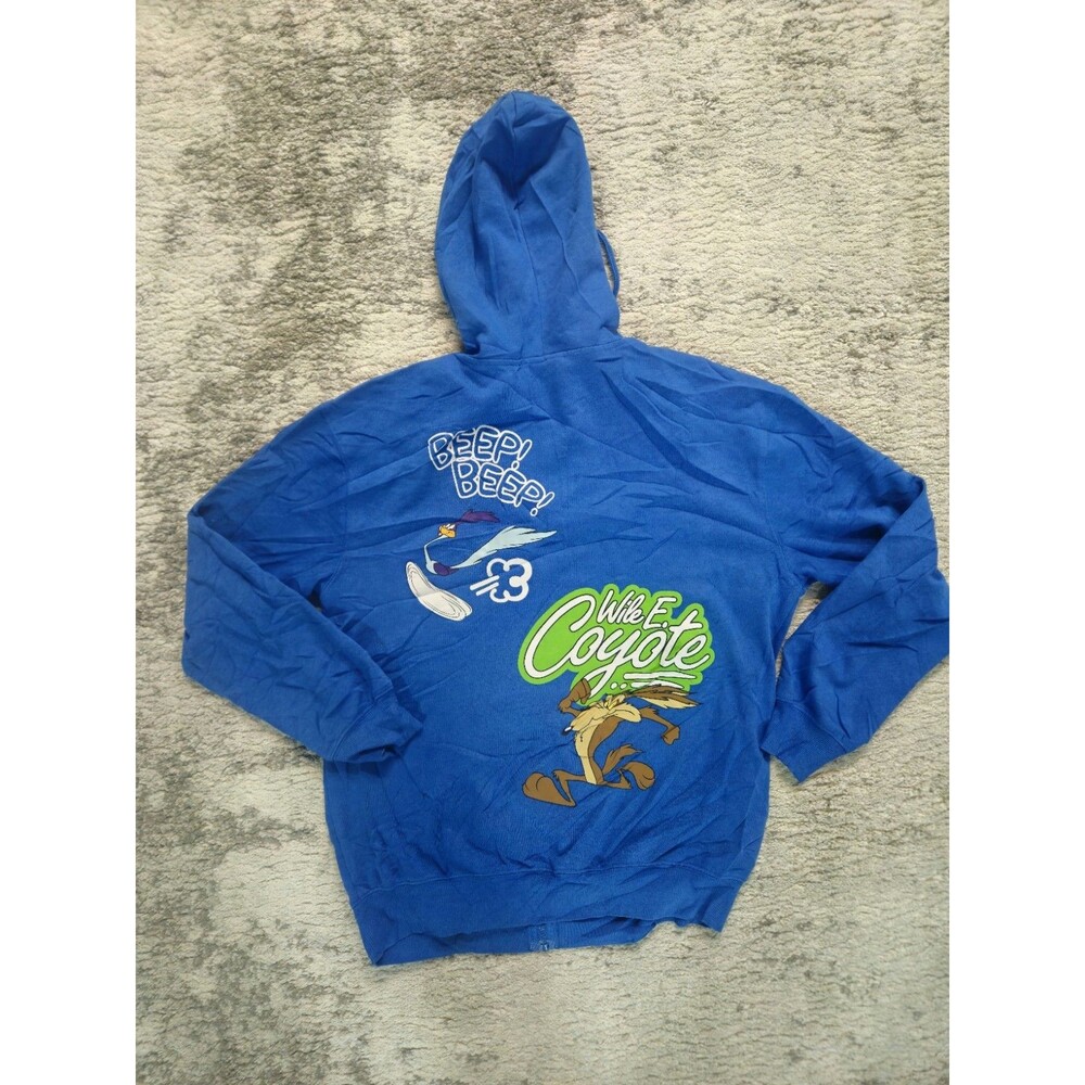 Looney Tunes Road Runner Graphic Hooded Pullover Men's Small Blue